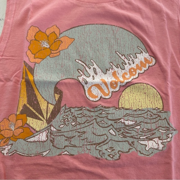 Volcom Women's Stone Hour Crop Tank Top Guava Sz Small Organic Cotton New - Picture 8 of 10